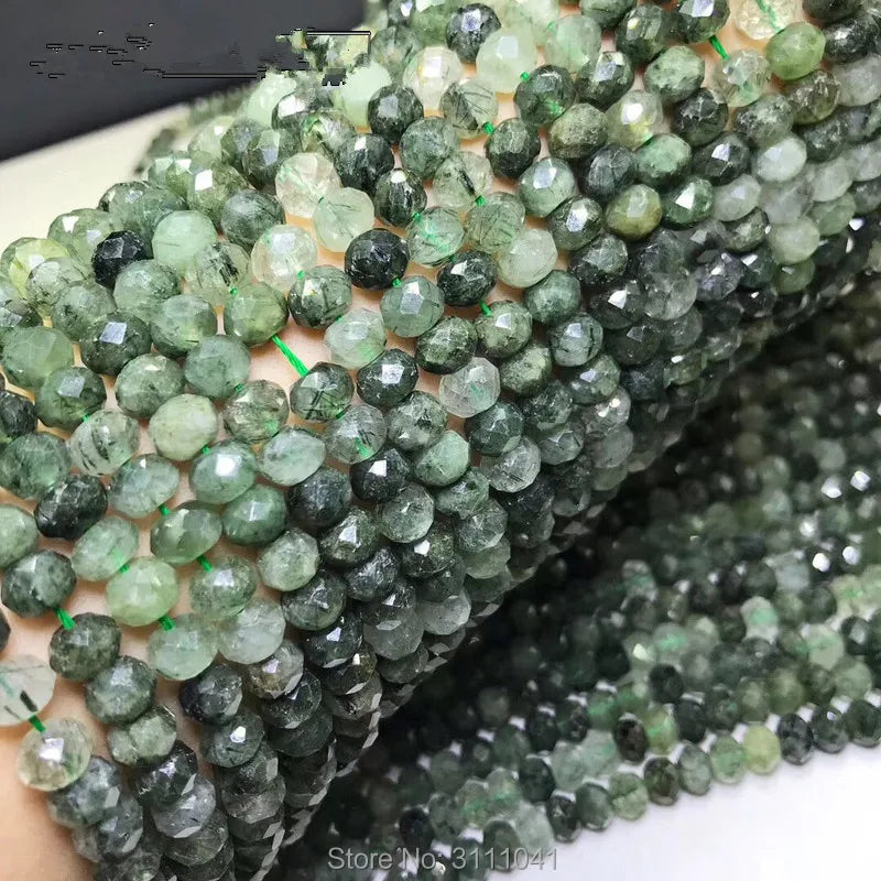 Green Prehnite Roundel Faceted Loose Beads 5*7mm 14-Inch DIY Jewelry Making