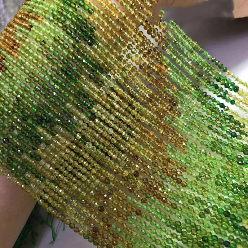 2MM Green Tourmaline Round Faceted Loose Beads 14inch