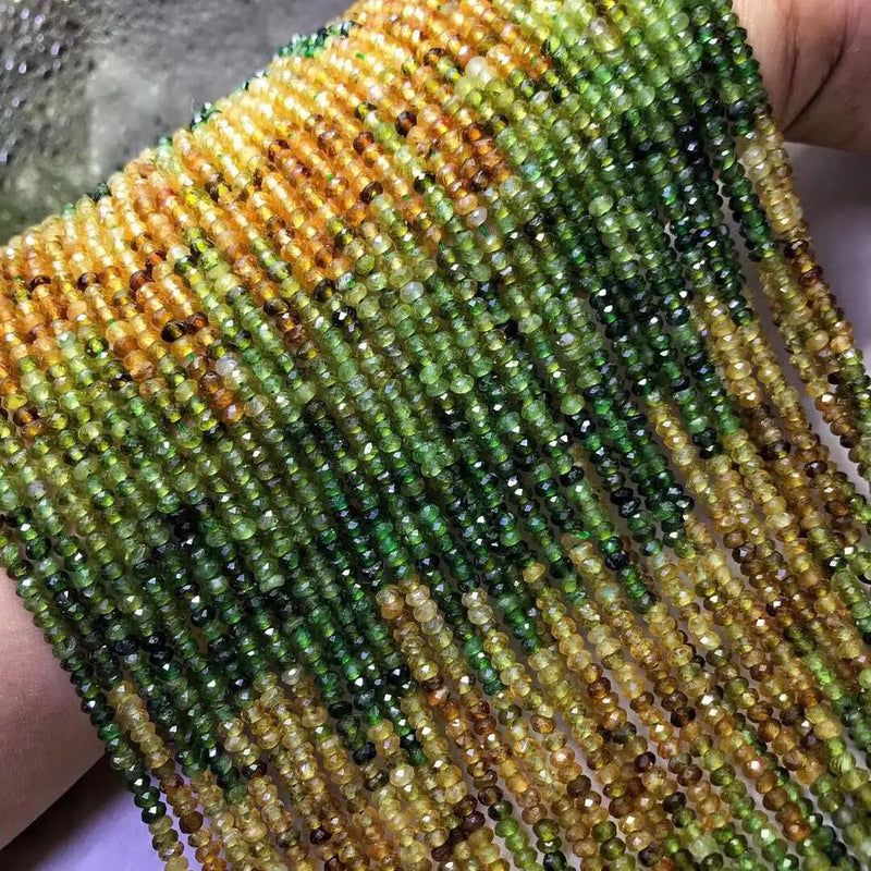 Green/Yellow Tourmaline Roundelle Faceted Loose Beads 3*4mm