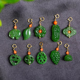 HETIAN Jade green loose beads pendant flower/fish/buddha for DIY jewelry