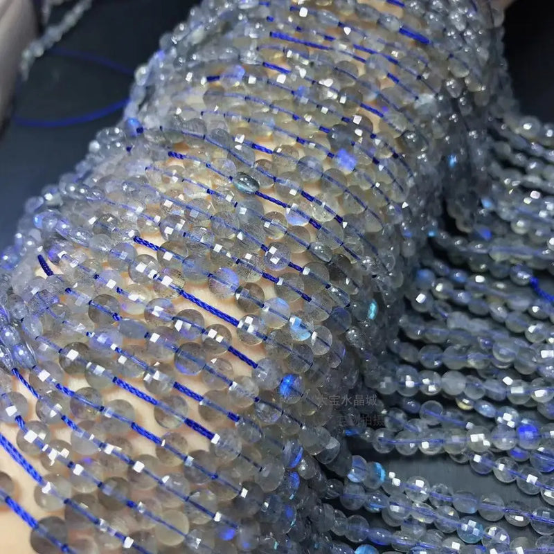 LABRADORITE Coin Faceted Loose Beads 3*4mm 14inch