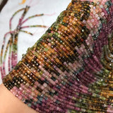 Multicolor Tourmaline SQUARE faceted 3.5mm Loose Beads 14in