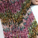 Multicolor Tourmaline SQUARE faceted 3.5mm Loose Beads 14in