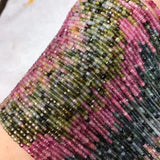 Multicolor Tourmaline SQUARE faceted 3.5mm Loose Beads 14in