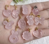 Strawberry Quartz Beads & Rose Quartz Animal Pendant for DIY