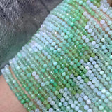 Faceted Gradient Green Australia Jade Loose Beads 3/4mm 14" Necklace