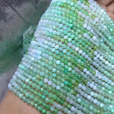 Faceted Gradient Green Australia Jade Loose Beads 3/4mm 14" Necklace