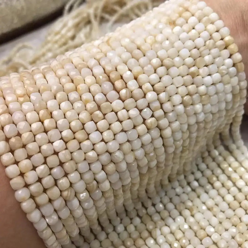 Sea Shell Square Faceted Loose Beads 4.5mm for DIY Jewelry Making