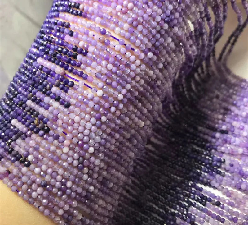Sugilite Loose Beads Round Faceted 2/3/4mm 14in Dark Purple DIY