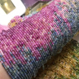 Tourmaline Multicolor Round Faceted Loose Beads 2.8mm 14-Inch DIY Jewelry Making