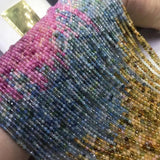 Tourmaline Multicolor Round Faceted Loose Beads 2.8mm 14-Inch DIY Jewelry Making