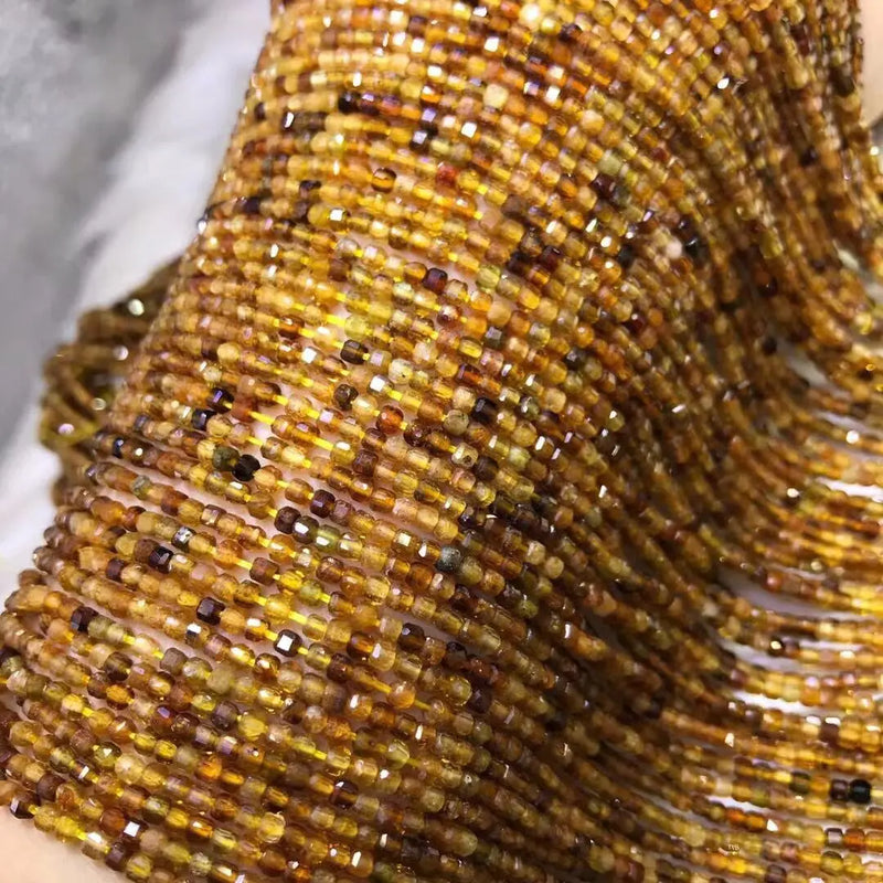 Tourmaline Yellow Square Faceted Loose Beads 2.5mm 14inch