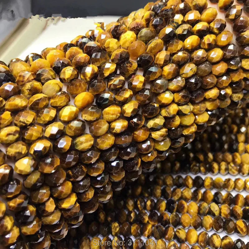 YELLOW TIGEREYE roundel faceted loose beads 5*8mm 14inch DIY jewelry making