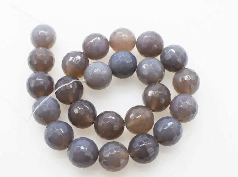 Agate Gray Faceted 16mm Loose Beads for DIY Jewelry Making
