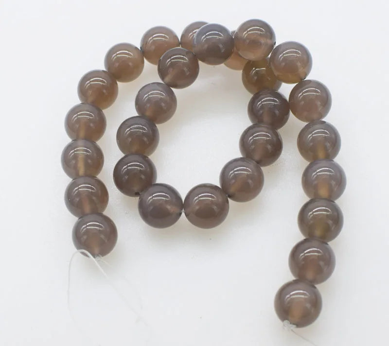 Gray Agate Round Beads 14mm DIY Jewelry Making Gemstone