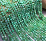 Green Chalcedony Square Faceted Loose Beads 4-5mm 14-inch