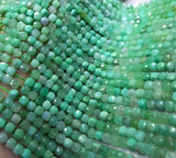 Green Chalcedony Square Faceted Loose Beads 4-5mm 14-inch