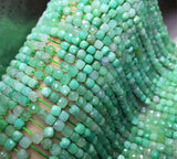 Green Chalcedony Square Faceted Loose Beads 4-5mm 14-inch