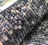 Rutilated Quartz Square Faceted Loose Beads 4-4.5mm 14-inch