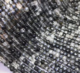 Rutilated Quartz Square Faceted Loose Beads 4-4.5mm 14-inch