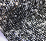 Rutilated Quartz Square Faceted Loose Beads 4-4.5mm 14-inch