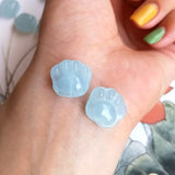 Aquamarine Cat Foot Carved Pendant Loose Beads 15MM DIY Jewelry Making