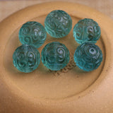 Carved Flower Green Fluorite Loose Beads 12/14/16MM