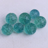 Carved Flower Green Fluorite Loose Beads 12/14/16MM