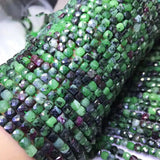 Epidote Square Faceted Loose Beads 4*4.5mm Red/Green 14inch