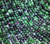 Epidote Square Faceted Loose Beads 4*4.5mm Red/Green 14inch