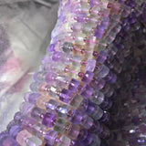 Fluorite Multicolor Roundelle Faceted Beads 6*9mm 14in