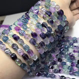 Fluorite Wave Egg Faceted Purple Loose Beads 6*9mm 14-inch