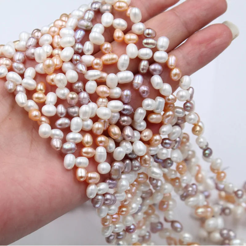 Freshwater Pearl Rice Beads 5-6mm White/Pink/Purple DIY Jewelry Making