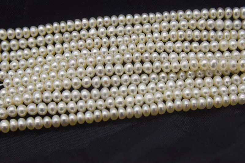 Freshwater Pearl Roundel Beads 3-4mm AA Smooth White/Pink/Purple 14 inch