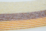 Freshwater Pearl Roundel Beads 3-4mm AA Smooth White/Pink/Purple 14 inch