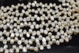Freshwater Pearl Loose Beads 12-13mm Baroque White/Pink Side Hole
