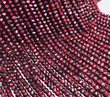 Garnet Roundel Faceted Loose Beads 3/5mm Red 15inch