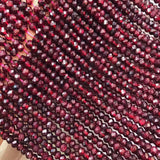 Garnet Roundel Faceted Loose Beads 3/5mm Red 15inch