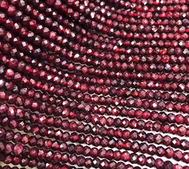 Garnet Roundel Faceted Loose Beads 3/5mm Red 15inch