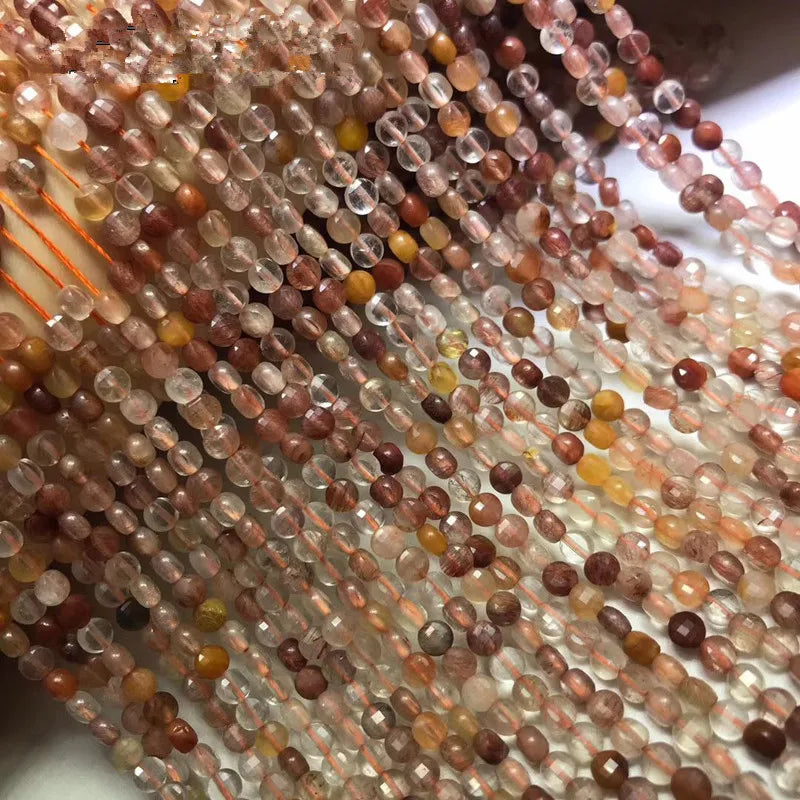 Quartz Rutilated Loose Beads Coin Faceted 4mm 14-Inch