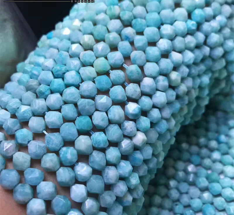Green Amazonite Faceted Loose Beads 6/8mm 14-Inch for DIY Jewelry Making