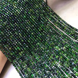 Green Tourmaline Square Faceted Loose Beads 2/3mm 14 inch