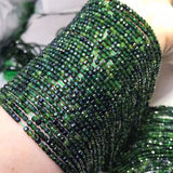 Green Tourmaline Square Faceted Loose Beads 2/3mm 14 inch
