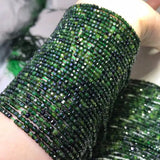 Green Tourmaline Square Faceted Loose Beads 2/3mm 14 inch
