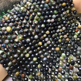 Green Tourmaline Round Faceted Loose Beads 6-6.5mm 14 inch