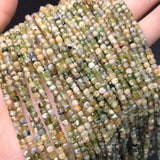 Green Tourmaline Square Faceted Beads 3mm DIY Jewelry Making Natural Gemstone