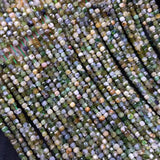 Green Tourmaline Square Faceted Beads 3mm DIY Jewelry Making Natural Gemstone