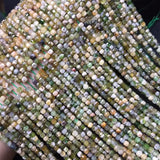 Green Tourmaline Square Faceted Beads 3mm DIY Jewelry Making Natural Gemstone