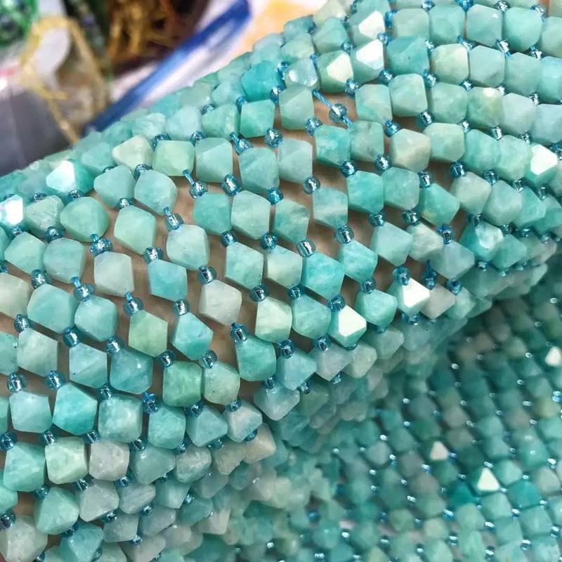 Green Amazonite Faceted Loose Beads 7*8mm for DIY Jewelry Making