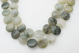 Green Quartz Loose Beads 20MM Flat Coin 15-Inch for DIY Jewelry Making